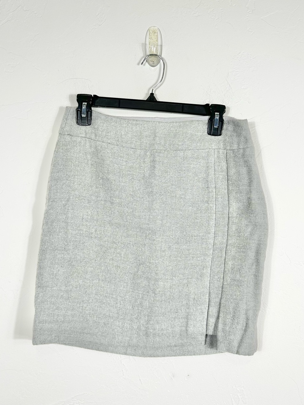 White House Black Market Heather Gray Asymmetric Faux Wrap Mini Skirt 2